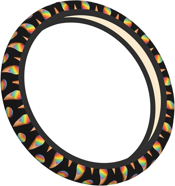 Neoprene Steering Wheel Cover Colorful Icecreams Print Car Steering Wheel Cover Universal Fit for Most Cars