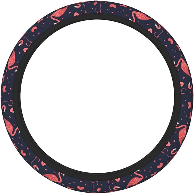 Flamingo Animal Steering Wheel Cover for Women Men Girls, Car Accessories Decor Thickened Anti-Slip Auto Steering Wheel Covers Protector Universal Fit 15 Inch for Cars, Truck, SUV