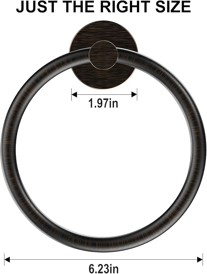 SetSail Towel Holder Stainless Steel Towel Ring for Bathroom Wall Screw-in Hand Towel Holder 3 Packs Towel Hanger for Bathrooms Oil Rubbed Bronze