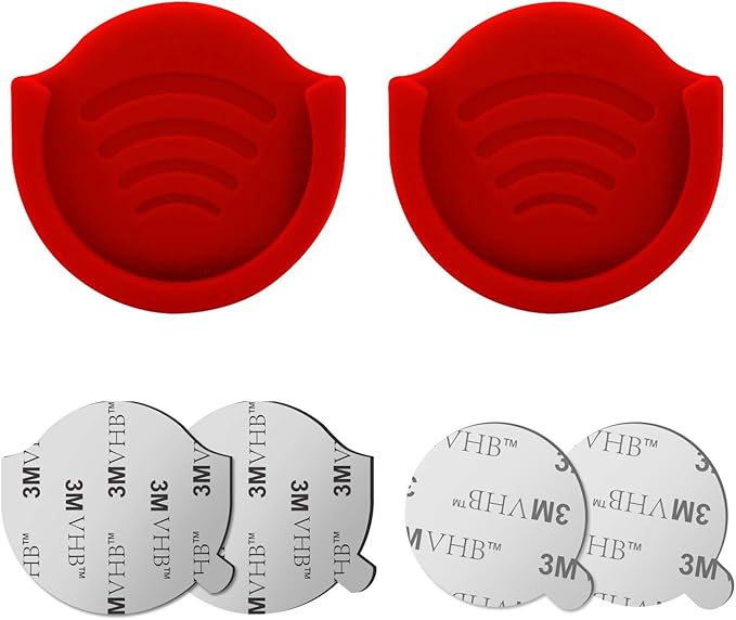 pop-tech Grip Mount for Socket User, 2 Pack Silicone Car Phone Holder for Phone Collapsible Grip/Stand with 3M Sticker Pads Replacement for Dashboard, Office, Home, Desk, Kitchen, Wall and More Red