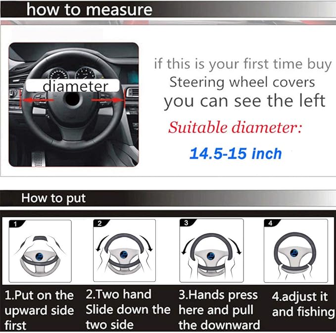 Steering Wheel Cover for Car Leather Universal Steering Wheel Covers for Men Women Fit Cars SUV Truck Pickup 15inch (Beige)