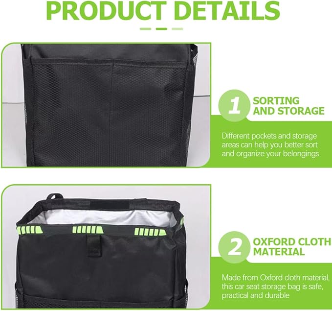 Waterproof Car Backseat Hanging Bag, Large Capacity Back Seat Organizer and Storage, Multipurpose Auto Storage Organizer with Trash Can for Travel and Daily Use