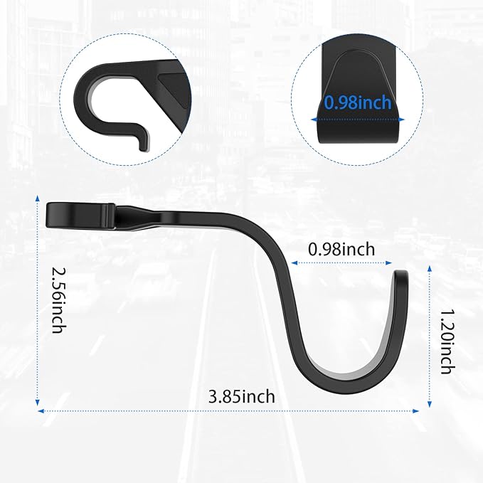 Car Seat Headrest Hook, Universal Car Storage Headrest Hanger Holder Hooks Organizer, Vehicle Strong and Durable Backseat Hanger Interior Accessories for Handbag Purse Coat 4 Pack Black