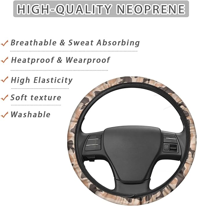 SEANATIVE Car Steering Wheel Cover for Men Breathable Anti Slip Auto Steering Wheel Covers fit Standard Size 15inches
