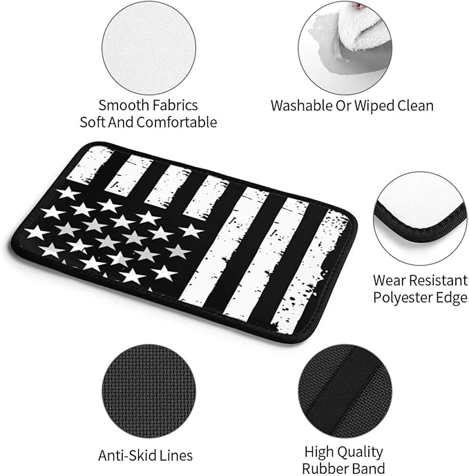 Black American Flag Car Armrest Cushion USA Flags Foam Car Arm Rest Cover Pad Patriot Star Stripe Cars Center Console Armrest Lid Covers