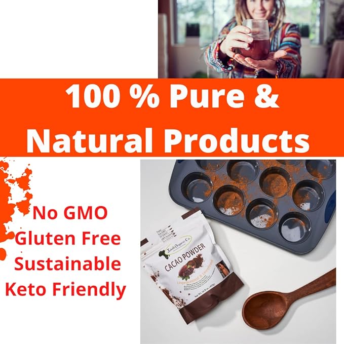 Cacao Powder By Juka's Organic Co. (Non-GMO, Gluten-Free, Unrefined, Authentic, All Natural From West Africa) 16oz (16)