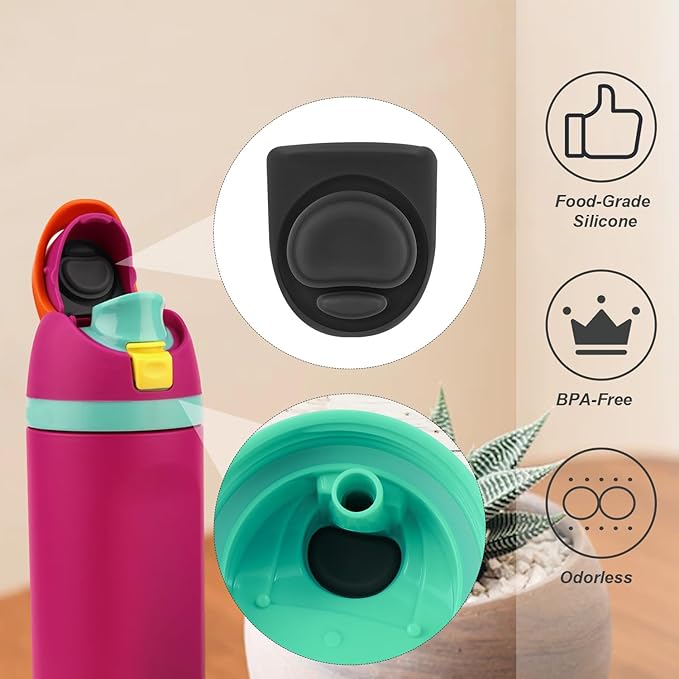 4pcs Bottle Seal Ring & Replacement Stopper for Owala FreeSip 16oz 19oz 24oz 32oz 40oz, Silicone O Ring Water Bottle Lid Parts, Cap Mouth Plug Gasket Accessories, BPA-Free (Black, White)
