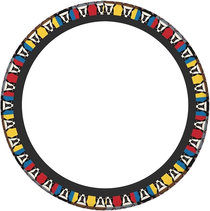 Neoprene Steering Wheel Cover Art-Boston-Dogs Car Steering Wheel Cover Universal Fit for Most Cars