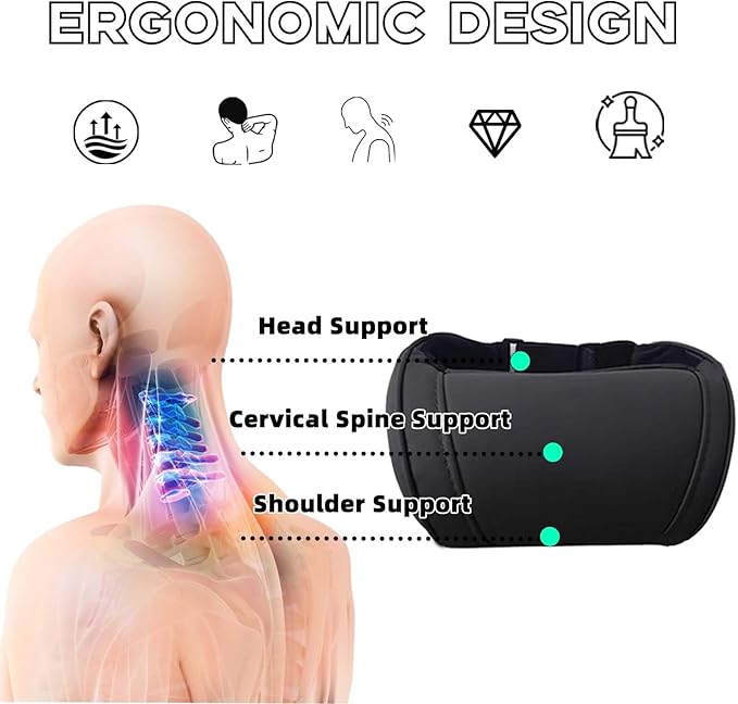 Car Neck Pillow with Memory Foam Comfortable Ergonomic Design Seat Neck Support Headrest Softness Car Pillow Cushion for Driving, Universal Fit, 1 Piece, Black