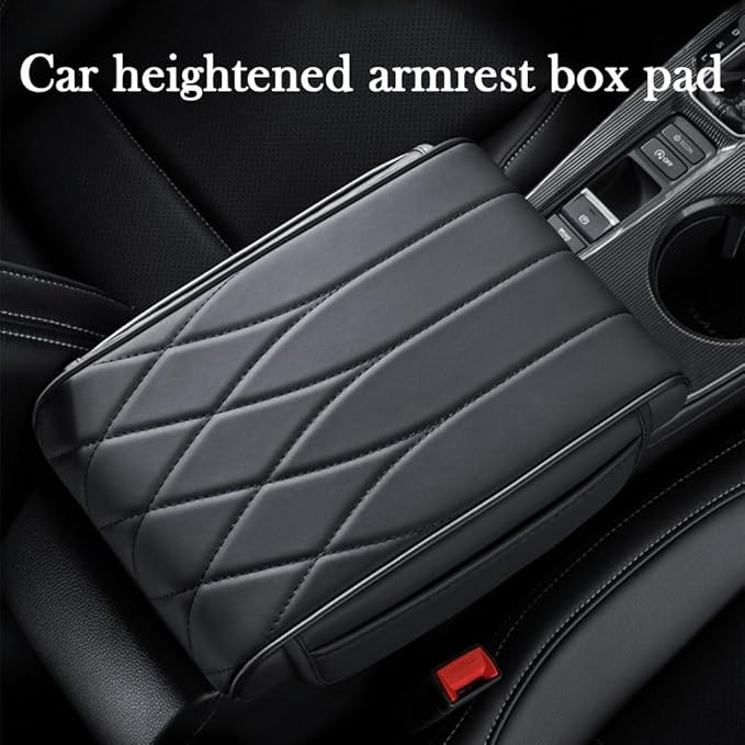Car Center Console Cover for Ford Bronco Badlands/Sasquatch 2021-2025, Leather Armrest Pad Comfortable Waterproof Arm Rest Box Cushion Protector with Storage Bag,Normal-D/Beige