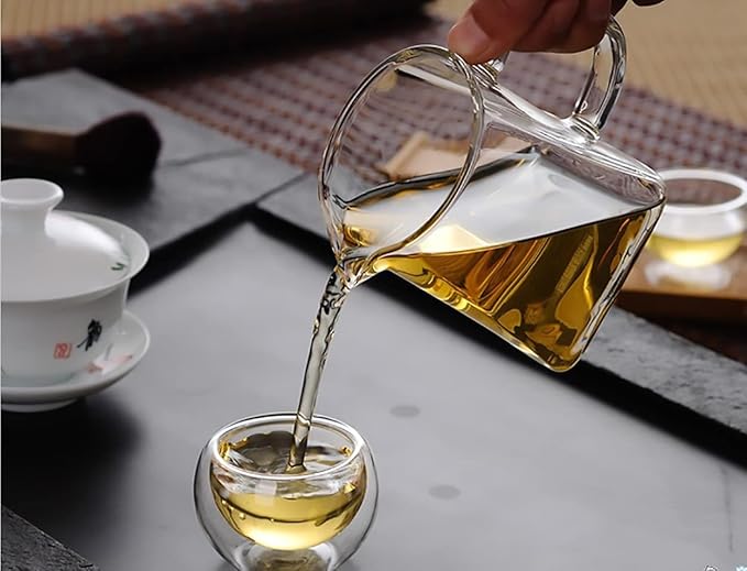 Glass Pitcher with Handle, Milk and Cream Pitcher Cup Jug, Heat Resistant Borosilicate Glass Creamer for Coffee Tea or Maple Syrup Serving, Stovetop & Microwave Safe (12oz/ 350ML)