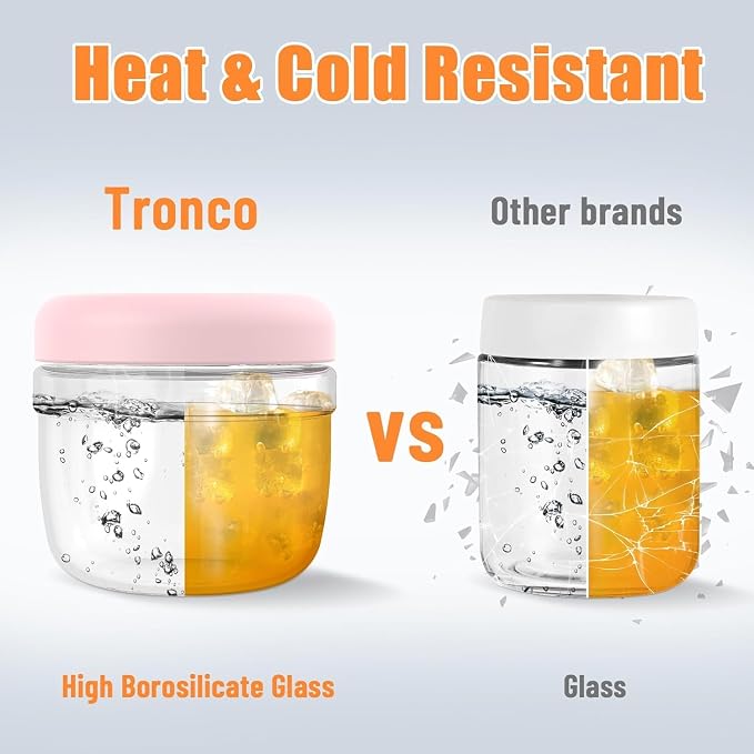 Tronco 32 oz Glass Food Storage & Lunch Bowl Containers with Airtight Lids | Leakproof Meal Prep Container with Silicone Sleeve, Microwave & Dishwasher Safe, Soup & Stew, Office Lunch, BPA-Free, 1 Pack