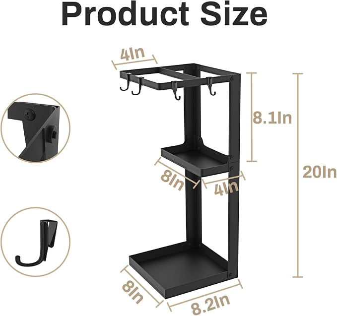 Umbrella Stand, Metal Umbrella Stand Indoor, 20 Inch Umbrella Holder for Entryway, Shelf for use with Small Umbrellas and Bottom Drip Tray for use with