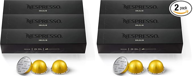 Nespresso Capsules Vertuo,Solelio,Mild Roast Coffee,30-Count Coffee Pods,Brews 7.8 oz.,(Pack of 2)