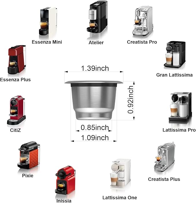 Reusable Capsules for Nespresso OriginalLine - Refillable Coffee Pods,Stainless Steel Cups Compatible for Nespresso OriginalLine Machine (1pod+50lids)