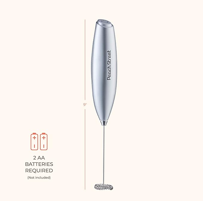 Powerful Handheld Milk Frother, Mini Milk Foamer, Battery Operated (Not included) Stainless Steel Drink Mixer for Coffee, Lattes, Cappuccino, Frappe, Matcha, Hot Chocolate.