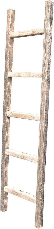 BarnwoodUSA Rustic Farmhouse Decorative Ladder - Our 5 ft Ladder can be Mounted Horizontally or Vertically and is Crafted from Upcycled Wood | No Assembly Required | Weathered Gray