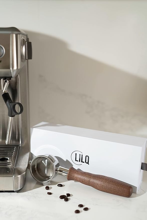 LILQ 54mm Naked Bottomless Portafilter Compatible with Breville Barista Express, Barista Pro, Bambino, and More – 18-20g basket included (Walnut, 54mm)