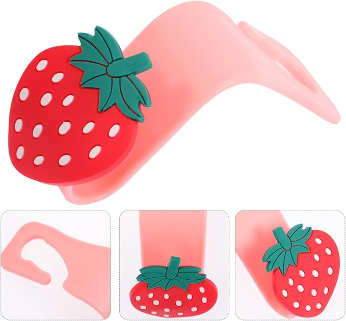 Milisten Strawberry Car Hooks for Seat Headrest 6-Pack Car Backseat Organizer Hooks for Bags and Accessories Easy Installation 3.74X2.95X1.77 Inch