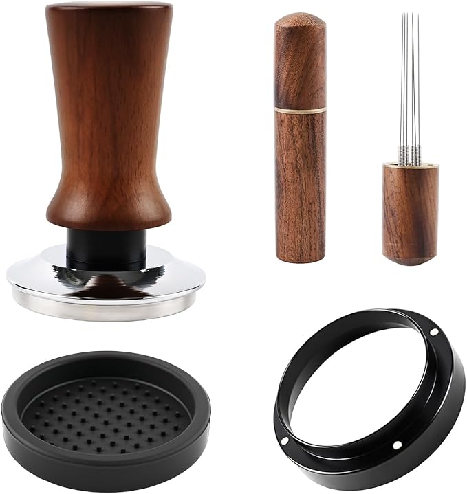 54mm Spring Loaded Espresso Tamper Kit with WDT Tool Dosing Ring and Tamping Mat for 54mm Portafilter Home Coffee Machines
