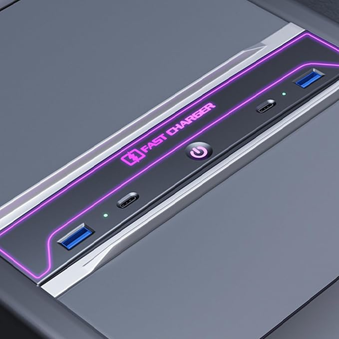 Center Console USB Center with Sliding Lid Multiport Fast Charging Station Center Console Charges Center for Vehicles