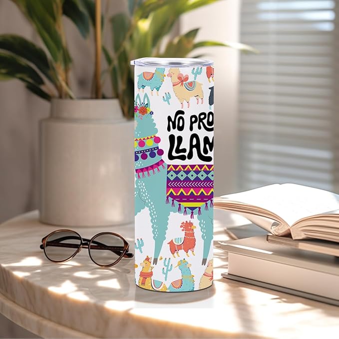 Llama Gifts, 20 Oz Straight Skinny Tumblers, Stainless Steel Tumbler, Double Wall Vacuum Travel Mug, Llama Animal Coffee Cup, Insulated Coffee Mug Thermal Cup for Home, Office, Outdoor