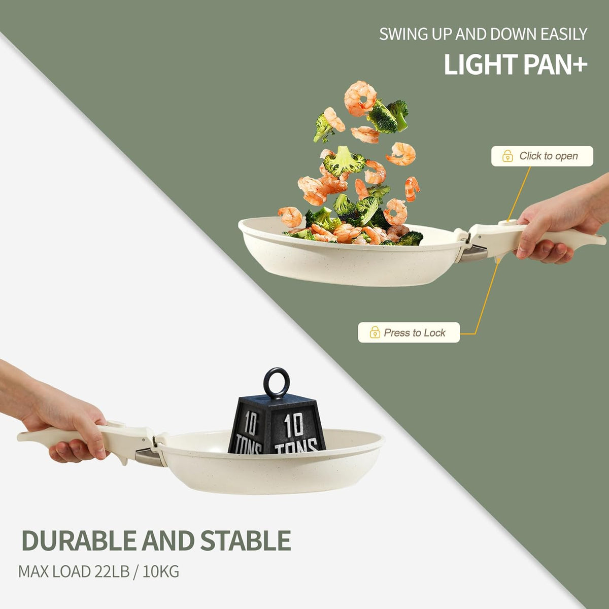 8pcs Ceramic Pots and Pans Set, Non Stick Cookware Set, Detachable Handle Cookware, Induction Kitchen Cooking Set with Removable Handle,Oven Safe, Induction Fast, Stackable Cookware Set