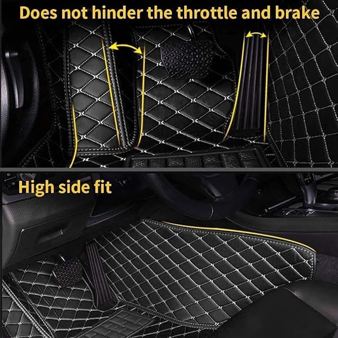 Custom Car Floor Mat Compatible with 97% Car Models Luxury Leather All Weather Waterproof Anti-Skid Full Coverage Car Mats (Blue with Black)