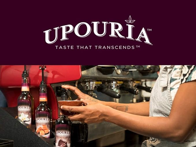 Upouria Butter Pecan Coffee Syrup Flavoring, 100% Vegan, Gluten-Free, Kosher, 750 mL Bottle - Coffee Syrup Pump Included