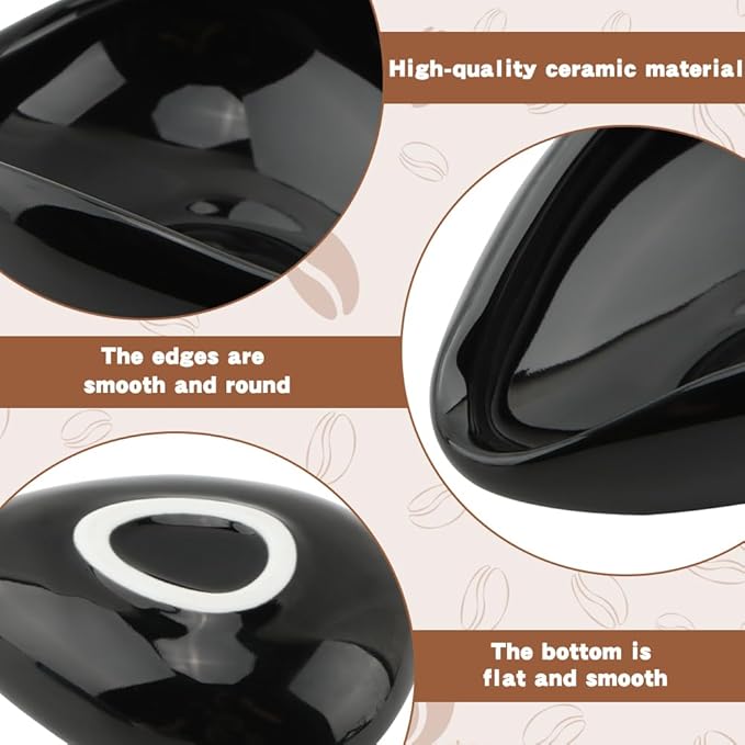 Ceramic Coffee Bean Dosing Cup & Spray Bottle & Spoon Set - Wood Espresso Accessories Kit with Static Reduction Spray, Measuring Tray for Coffee/Tea ﻿(COLOR:Black)