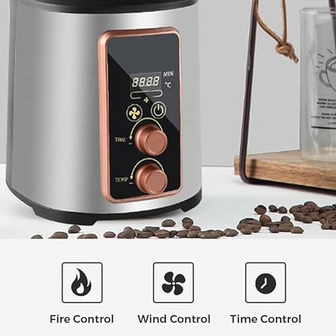 Coffee Roaster Machine, Electric Hot Air Roaster with Adjustable Timer and Air Fan, Roasts 100-400g Coffee Beans, for Coffee Lovers