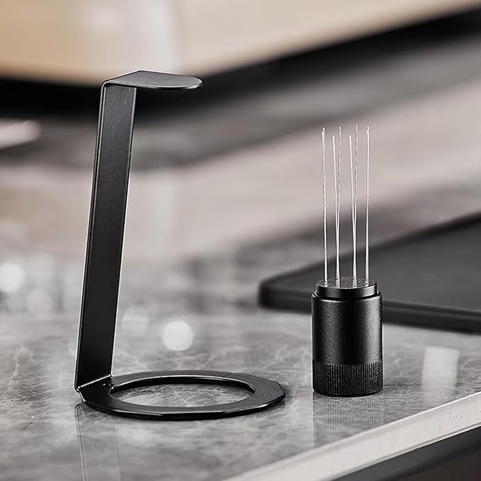 WDT Tool Espresso Distributor with Magnetic Stand, Upgraded 8 Needles 0.4mm Espresso Stirrer, Professional Espresso Distribution Tool for Espresso Machine Accessories, Black
