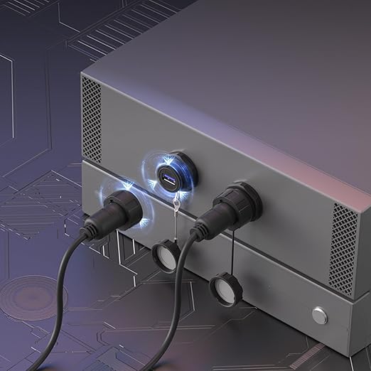 CNLINKO Outdoor USB 3.0 Receptacle Socket with 0.5M Cable Connector Type A Panel Mount Industrial Waterproof IP67 Data Power Transmission
