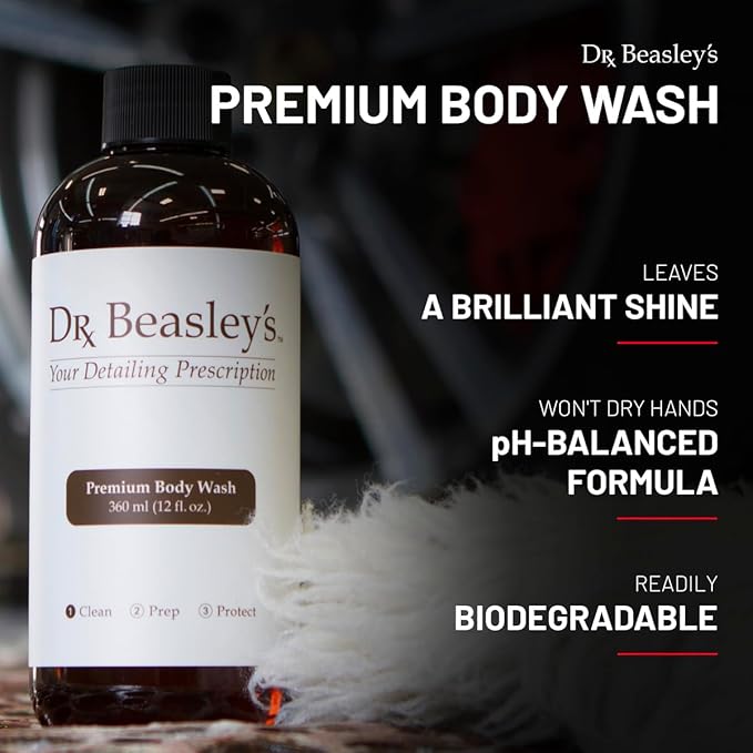 Dr. Beasley's Premium Body Wash for Autos 12 fl oz - Leaves a Brilliant Shine, pH Balanced Formula, Foams Thick, Prevents Scratches, Won't Dry Hands, Biodegradable