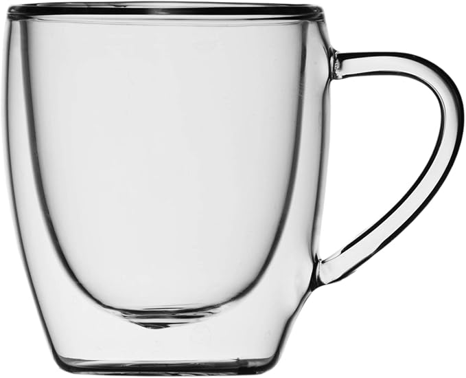 Insulated Double Wall Mug Cup Glass-Set of 4 Mugs/Cups for Coffee,Cappuccino,latte,espresso,Tea,Thermal,Clear,75ml