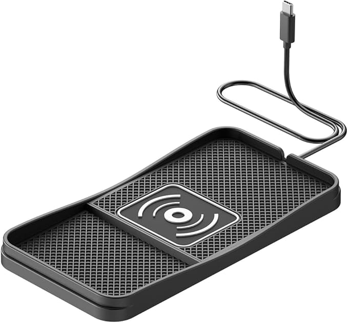 Car Wireless Charger Pad for Ford F-150 Lightning 2022-2025, Type-C/USB 20W Fast Wireless Car Charger Pad Non-Slip Cordless Charging Mat,A-30cm Cable Type-C Plug