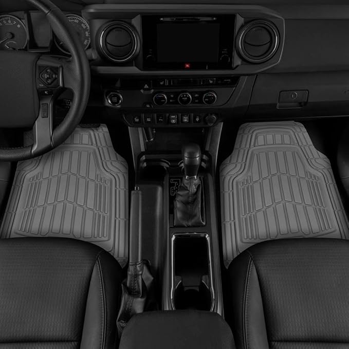 Cat® ToughRide™ Heavy-Duty 4 Piece Rubber All Season Floor Mats for Car Truck Van SUV, Black - Premium Trim to Fit Cars Floor Mat, All Weather Deep Dish Automotive Floor Mats, Total Dirt Protection