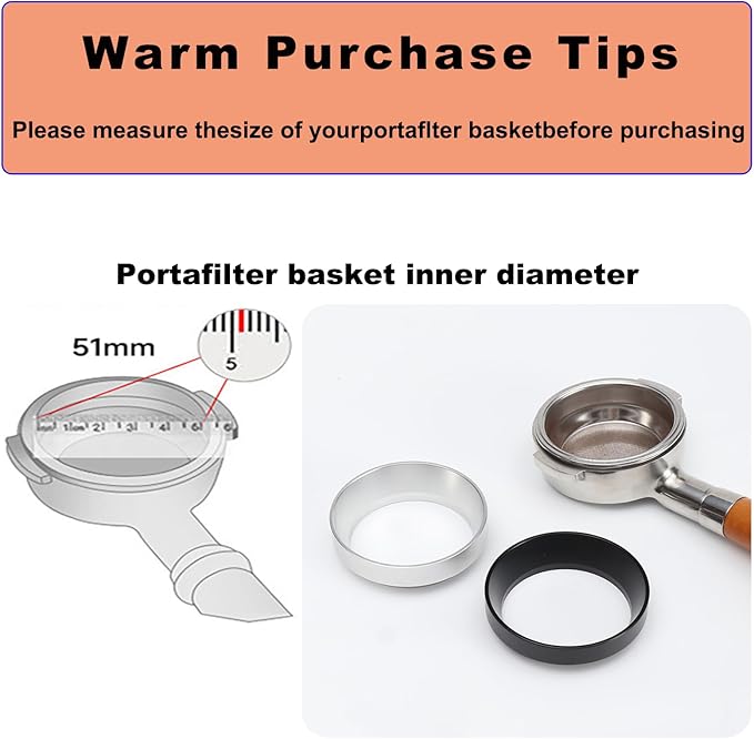 51mm Espresso Dosing Funnel & Silicone Mat, Magnetic Coffee Dosing Ring Aluminum Metal,Reusable Funnel and Silicone Mat Fits 51mm Bottomless Portafilter