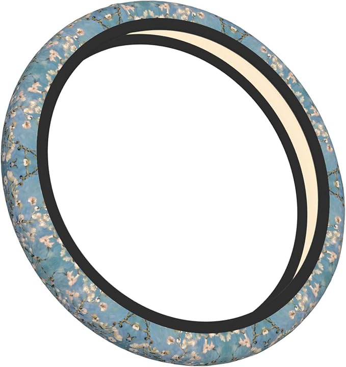 Almond Art Pattern Universal Fit Steering Wheel Cover for Car, Truck, and SUV, Durable Steering Wheel Protection