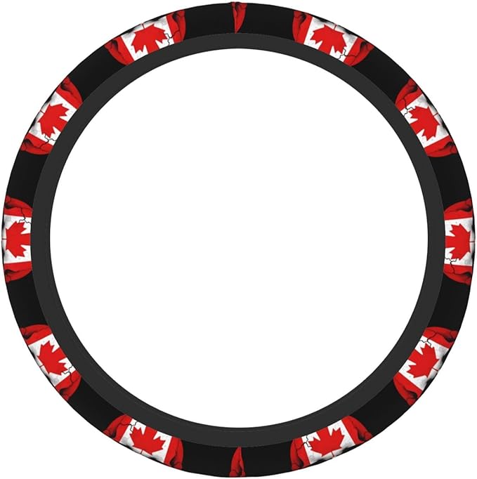 Neoprene Steering Wheel Cover Canadian Flag Skull Car Steering Wheel Cover Universal Fit for Most Cars