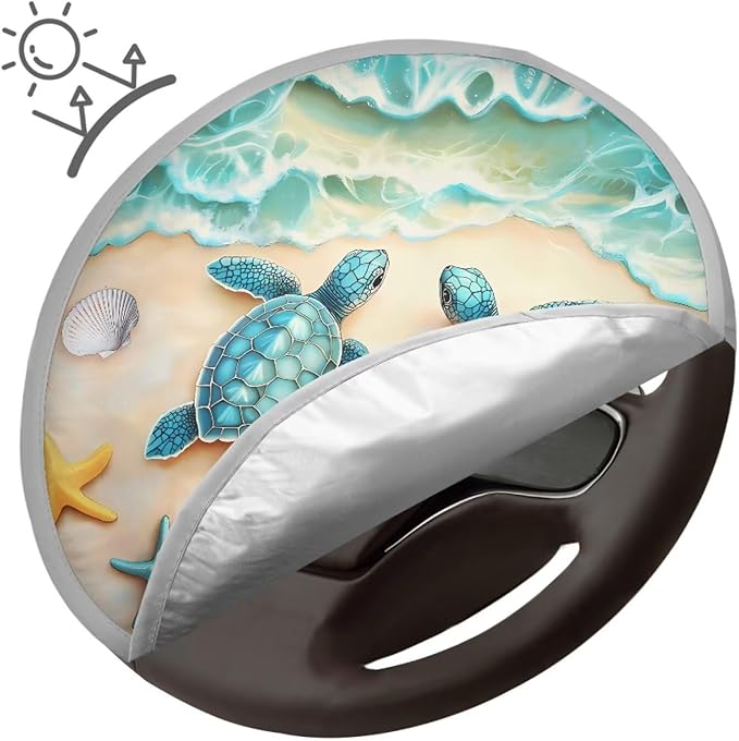 Starfish Steering Wheel Sun Shade Cover Turtle Universal Steering Wheel Cover Sunblock Cover Keep Your Car for Birthday