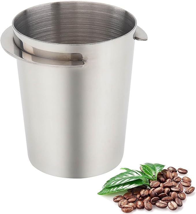 Coffee Dosing Cup 54mm, Stainless Steel Espresso Coffee Dosing Cup Espresso Coffee Machine Accessories, Coffee Powder Feeder Part Coffee Grinder Powder Cup Compatible with 54mm Portafilter