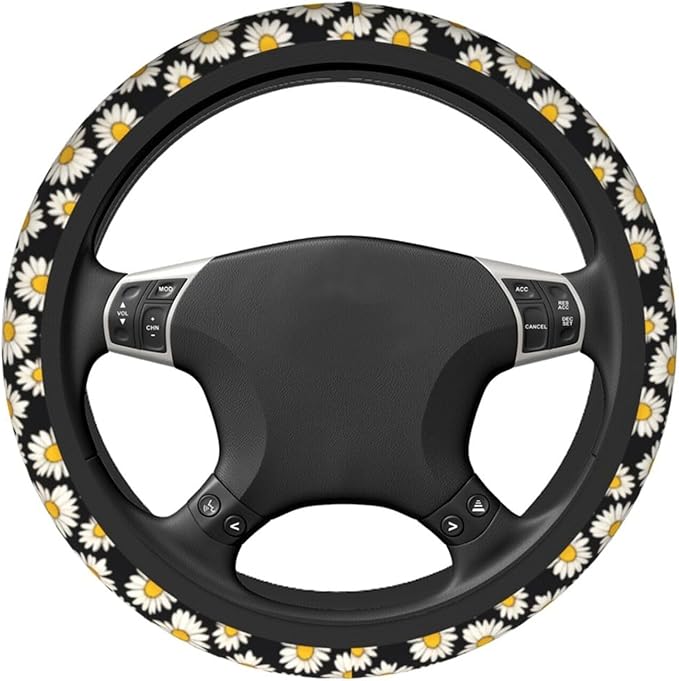 Magritte Cute Steering Wheel Cover Non-Slip Breathable Sweat-Absorbent Suitable for SUV Van Truck Car Universal Protection Accessories 15 Inch Suitable for Women Men