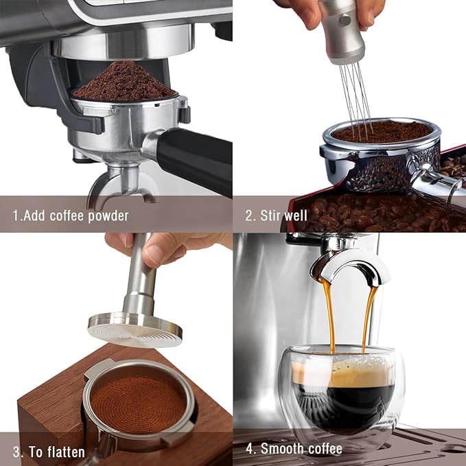 Magnetic Espresso Distribution Tool - Flick WDT Tool with 8x0.4mm Stainless Steel Needles & 3 Extra Replacements, Precision Espresso Distributor for Baristas (Black)
