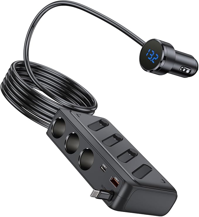 3-Port USB Car Power Converter with Fast Charging Technology for Multiple Devices Vehicle Butt Device