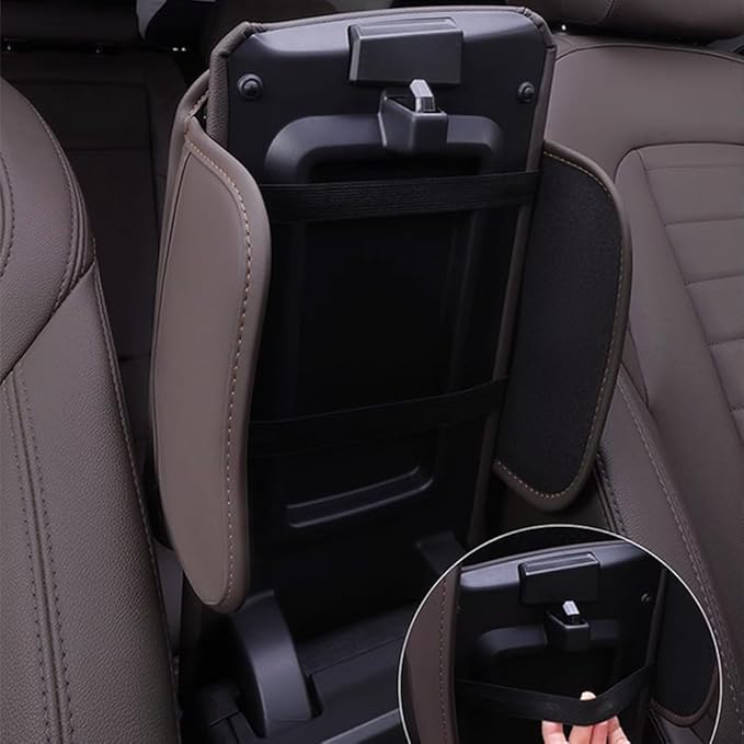 Car Armrest Box Pad for Infiniti QX60/Q50L/QX50/QX55/Q60 Leather Car Armrest Box Cushion Waterproof Center Console Mat Armrest Mat Armrest Cover Accessories,Brown-with Storage Bag