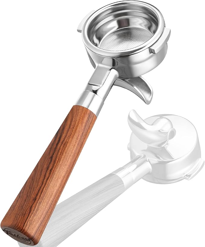 58mm Portafilter for all La Marzocco Home Espresso Machines, Dual Spout Espresso Handle with Siam Rosewood Grip & 304 Stainless Steel Basket