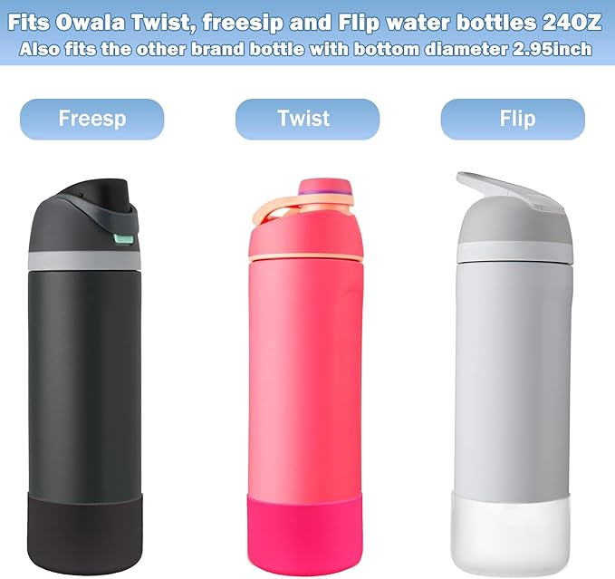 2Pcs Silicone Boot Sleeve for Owala Water Bottle FreeSip Twist and Flip Protective Silicone Bottom Base Bumper for Owala Flask Water Bottle BPA Free, Anti-Slip