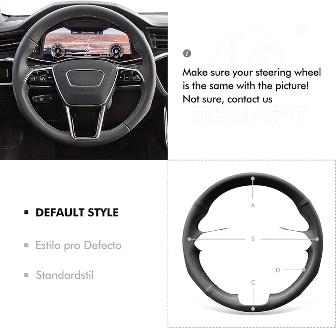 MEWANT Custom DIY Black Smooth Genuine Leather Steering Wheel Cover for Audi A6 Allroad A7 RS 6 Avant RS 7 S6 A7