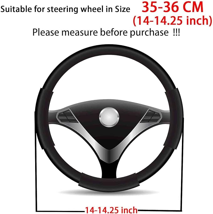 Suede Steering Wheel Cover,Compatible with Chevrolet Chevy Corvette Camaro Spark Suede Leather Sport Non-Slip Wheel Cover Car Interior Accessories 14-14 1/4 inch for Man and Women